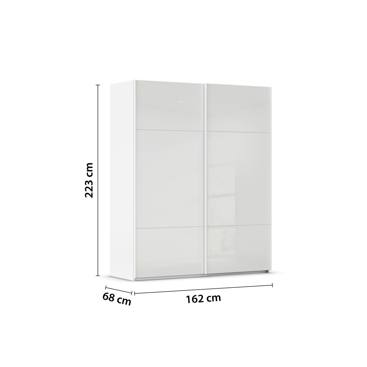 SCHWEBETÜRENSCHRANK in Weiss  - Weiss, Konventionell, Glas/Holzwerkstoff (162/223/68cm) - Novel
