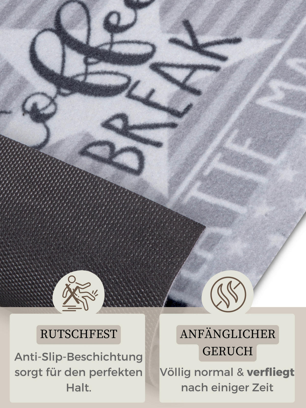 KÜCHENLÄUFER 50/150 cm Cook & Clean Grau, Schwarz, Weiß  - Schwarz/Weiß, Design, Kunststoff (50/150cm)