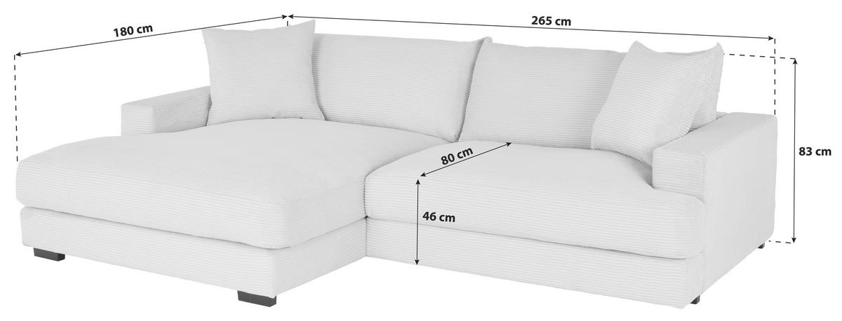 ECKSOFA Beige Cord  - Beige/Schwarz, MODERN, Textil (180/265cm) - P & B