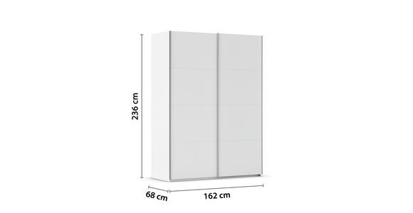SCHWEBETÜRENSCHRANK 162/236/68 cm 2-türig Weiß  - Alufarben/Weiß, Basics, Glas/Holzwerkstoff (162/236/68cm) - Novel