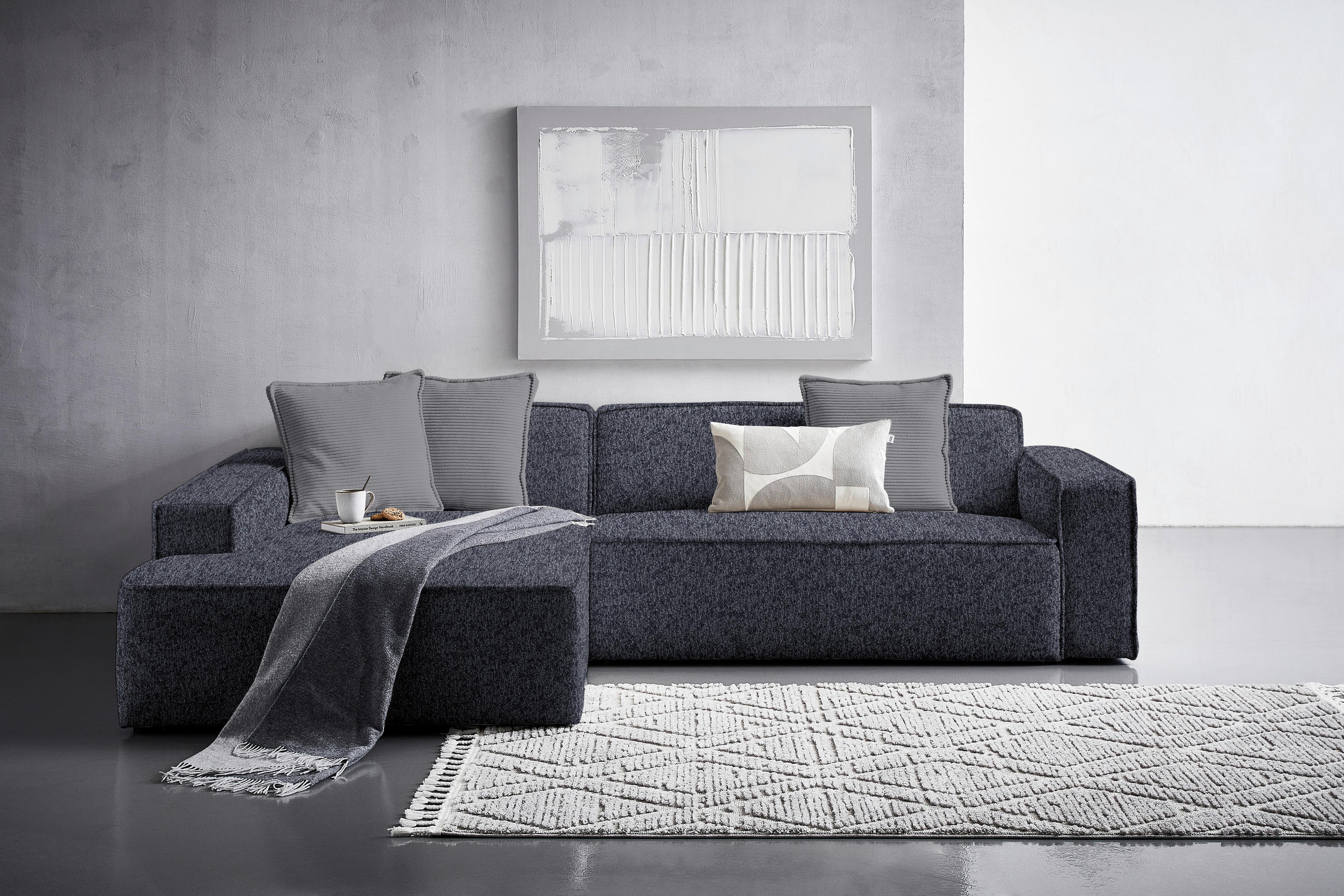 ECKSOFA in Chenille Anthrazit  - Dunkelgrau/Anthrazit, Konventionell, Kunststoff/Textil (188/280cm) - Carryhome