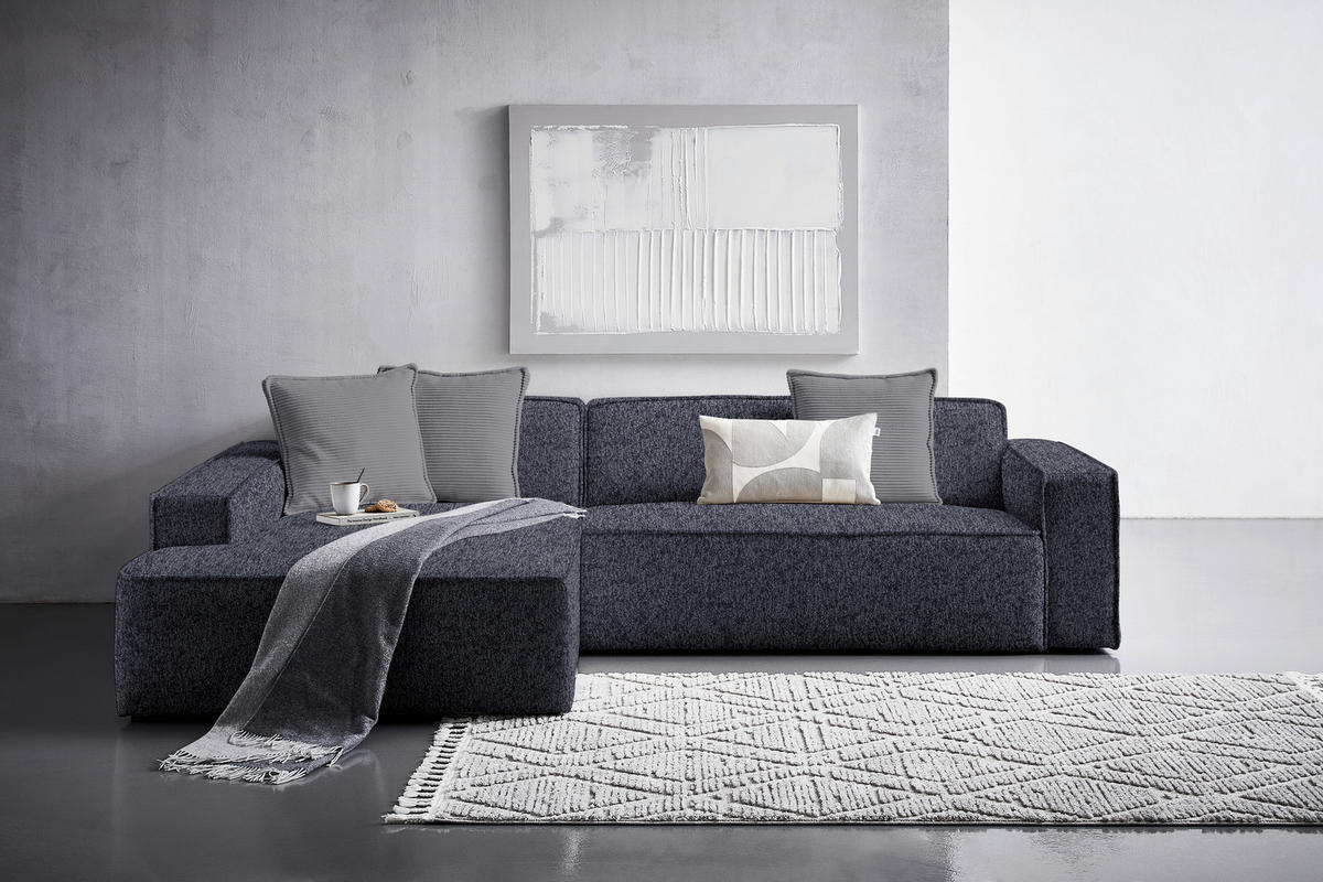ECKSOFA in Chenille Anthrazit  - Dunkelgrau/Anthrazit, Konventionell, Kunststoff/Textil (188/280cm) - Carryhome