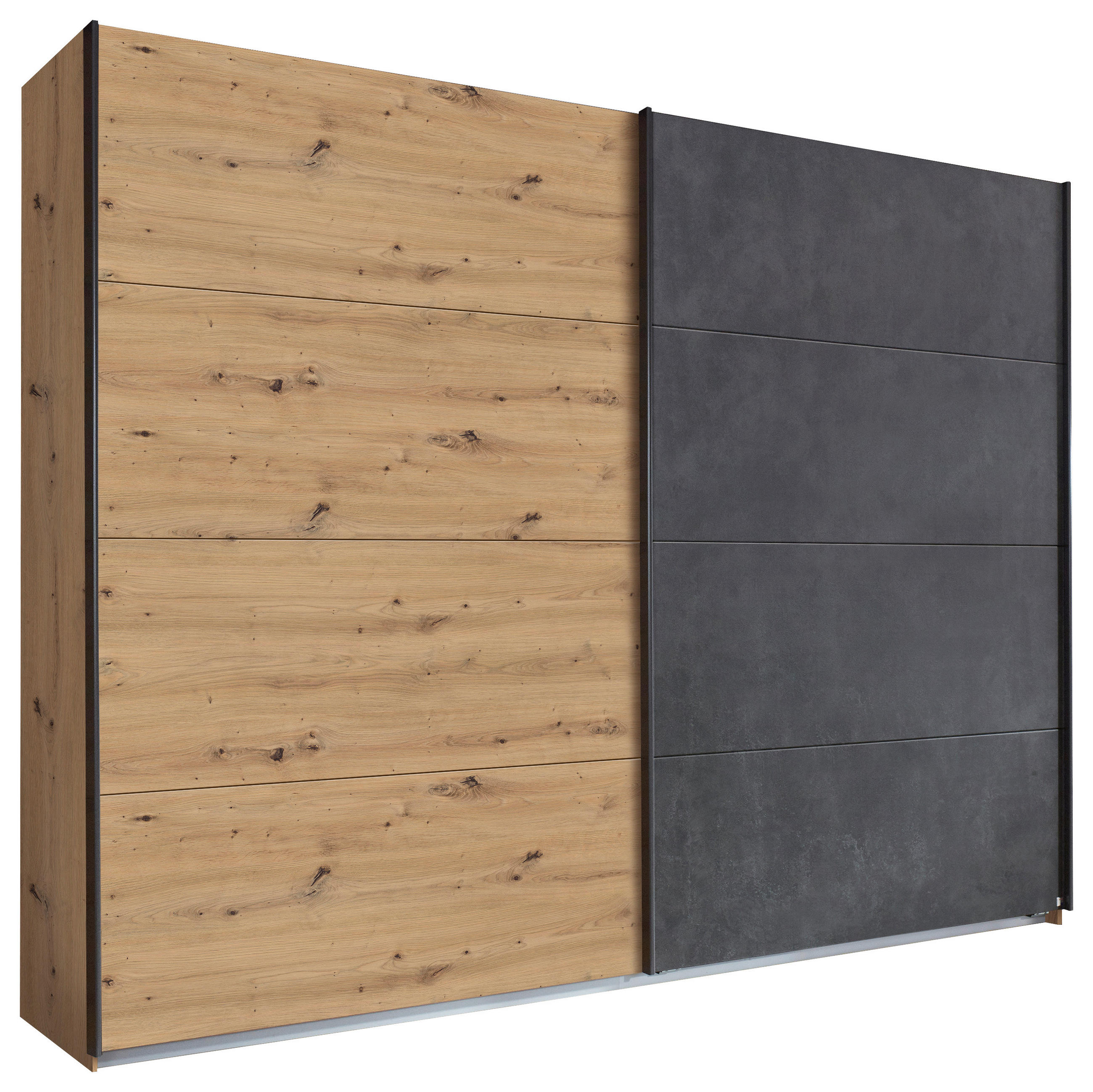 Rauch Möbel Schwebetürenschrank Anthrazit, Eiche Artisan 271x210x62 cm