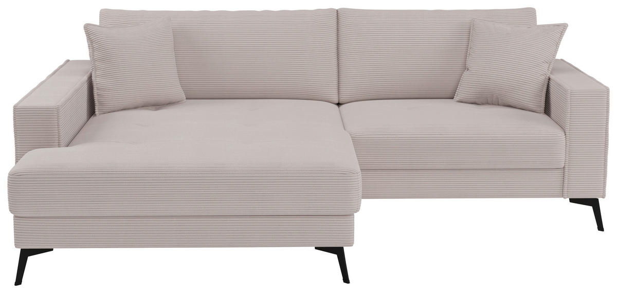 ECKSOFA TED Taupe Cord Zierkissen  - Taupe/Schwarz, Trend, Textil/Metall (174/228cm) - P & B