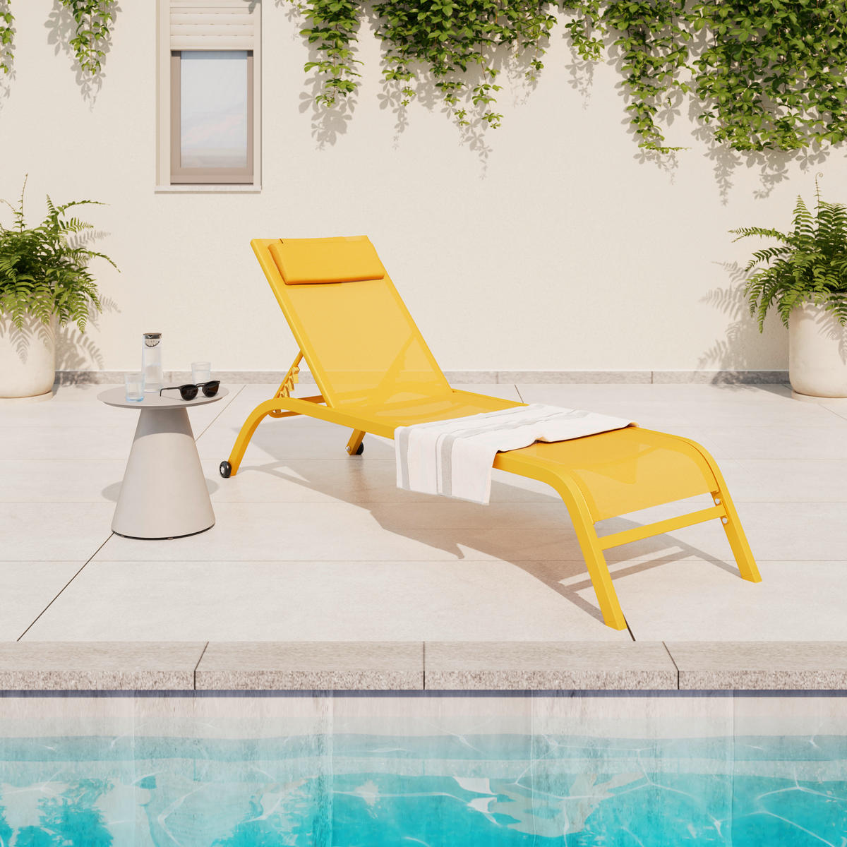 GARTENLIEGE 198/87/62 cm  - Gelb, Design, Textil/Metall (198/87/62cm) - Ambia Garden