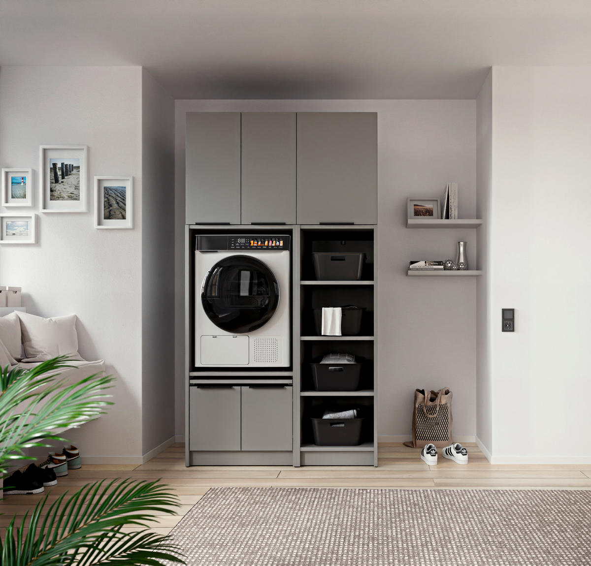 AUFSATZSCHRANK 50/70/68 cm   - Schwarz/Grau, Basics, Holzwerkstoff/Metall (50/70/68cm) - MID.YOU
