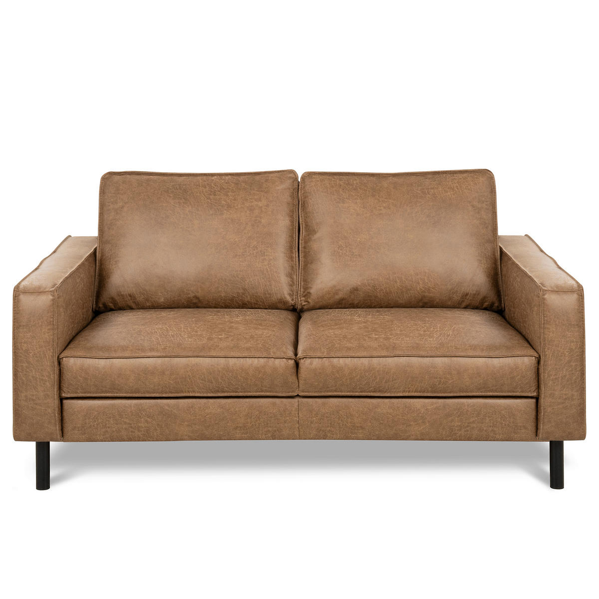 2-SITZER-SOFA Beige Echtleder Lederlook  - Beige, Design, Leder/Textil (148/85/92cm) - Livetastic