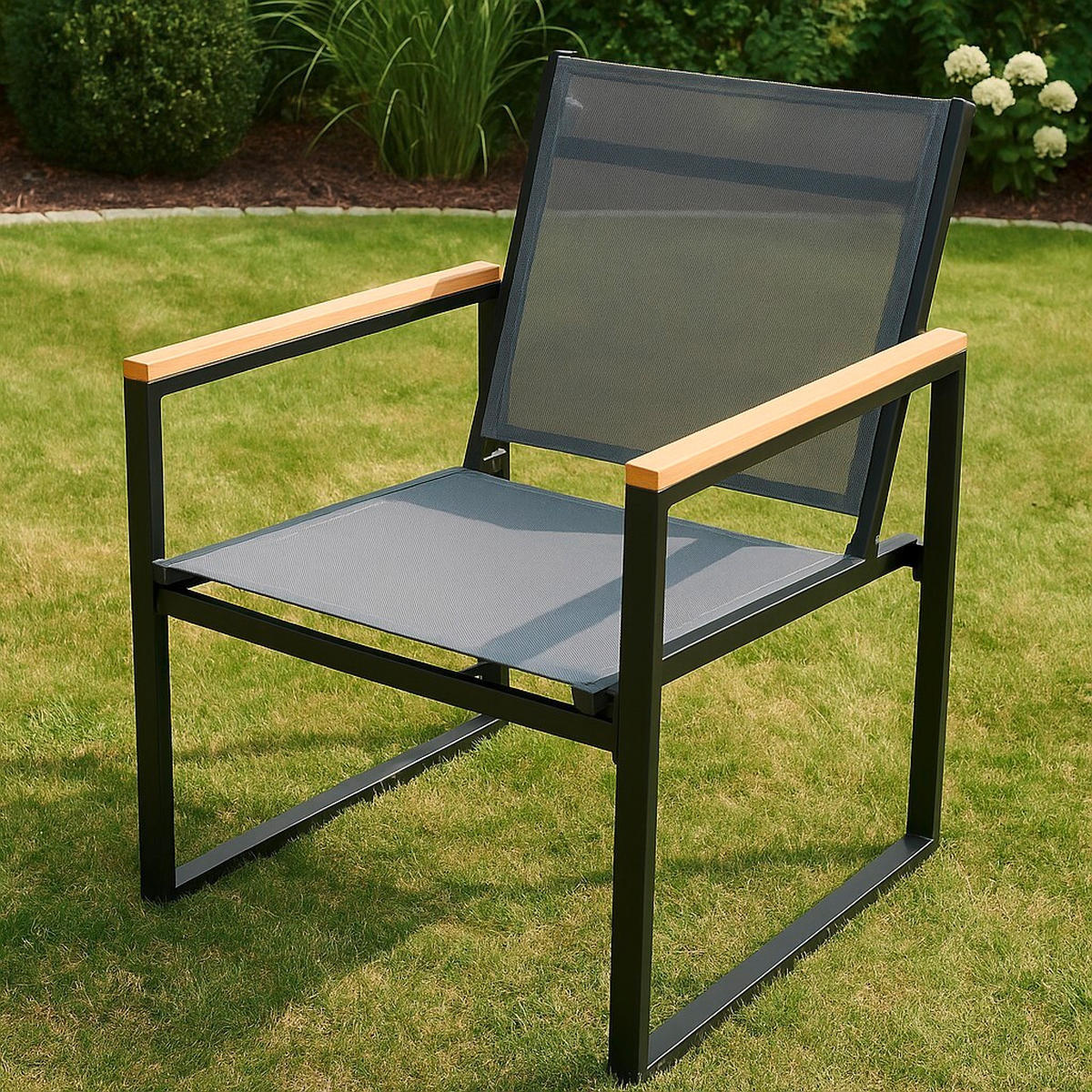 GARTENSTUHL-SET Metall, Kunststoff Anthrazit  - Honigeiche/Anthrazit, MODERN, Holzwerkstoff/Kunststoff (54/83/65cm) - MID.YOU