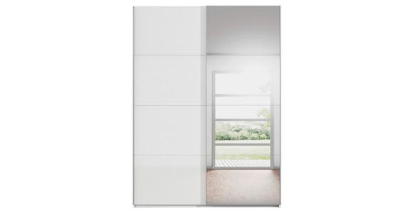 SCHWEBETÜRENSCHRANK 162/223/68 cm 2-türig Weiß  - Alufarben/Weiß, Basics, Glas/Holzwerkstoff (162/223/68cm) - Novel
