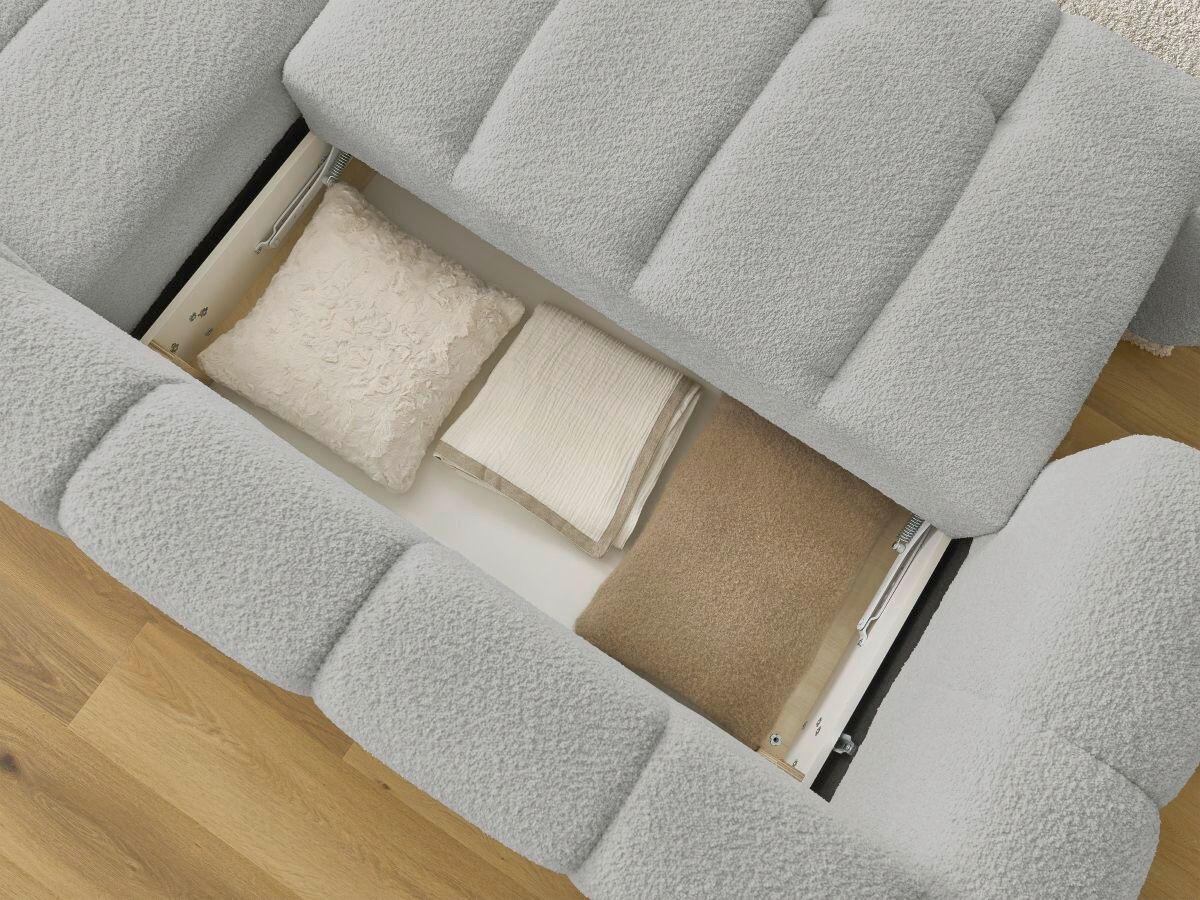 ECKSCHLAFSOFA FUJI Bouclé Hellgrau  inkl.  - Hellgrau/Schwarz, MODERN, Kunststoff/Textil (292/160cm)