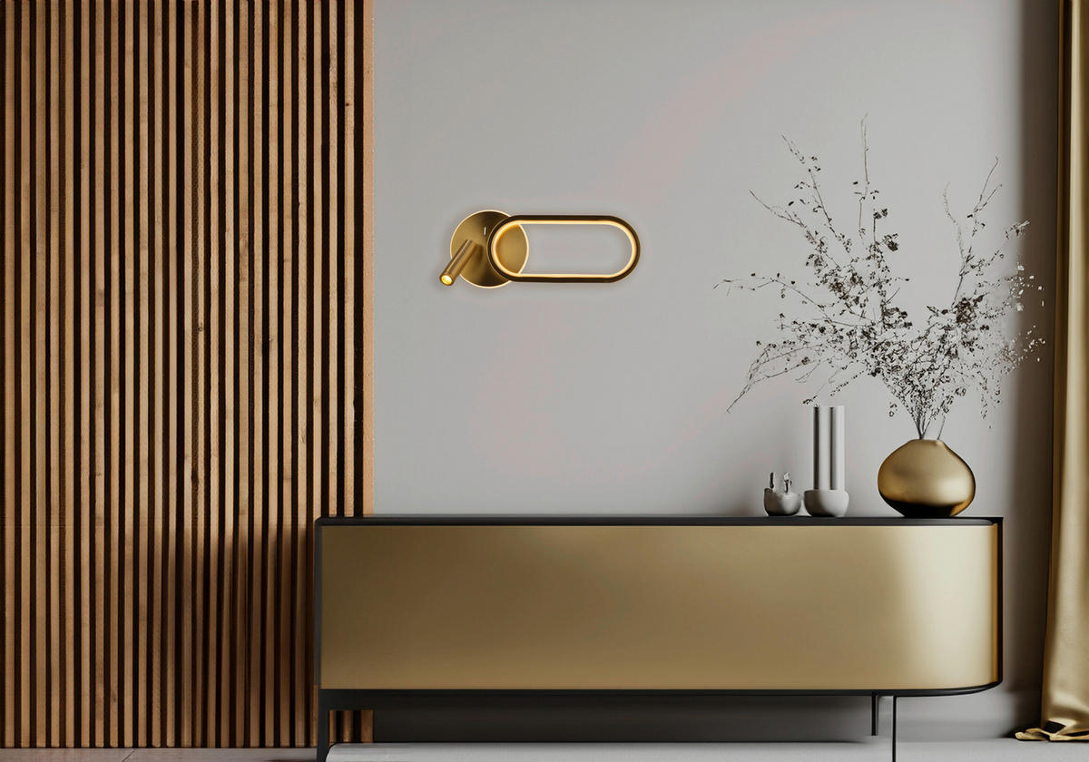 LED-WANDLEUCHTE 35/6.5/15 cm   - Goldfarben/Weiß, KONVENTIONELL, Kunststoff/Metall (35/6.5/15cm)