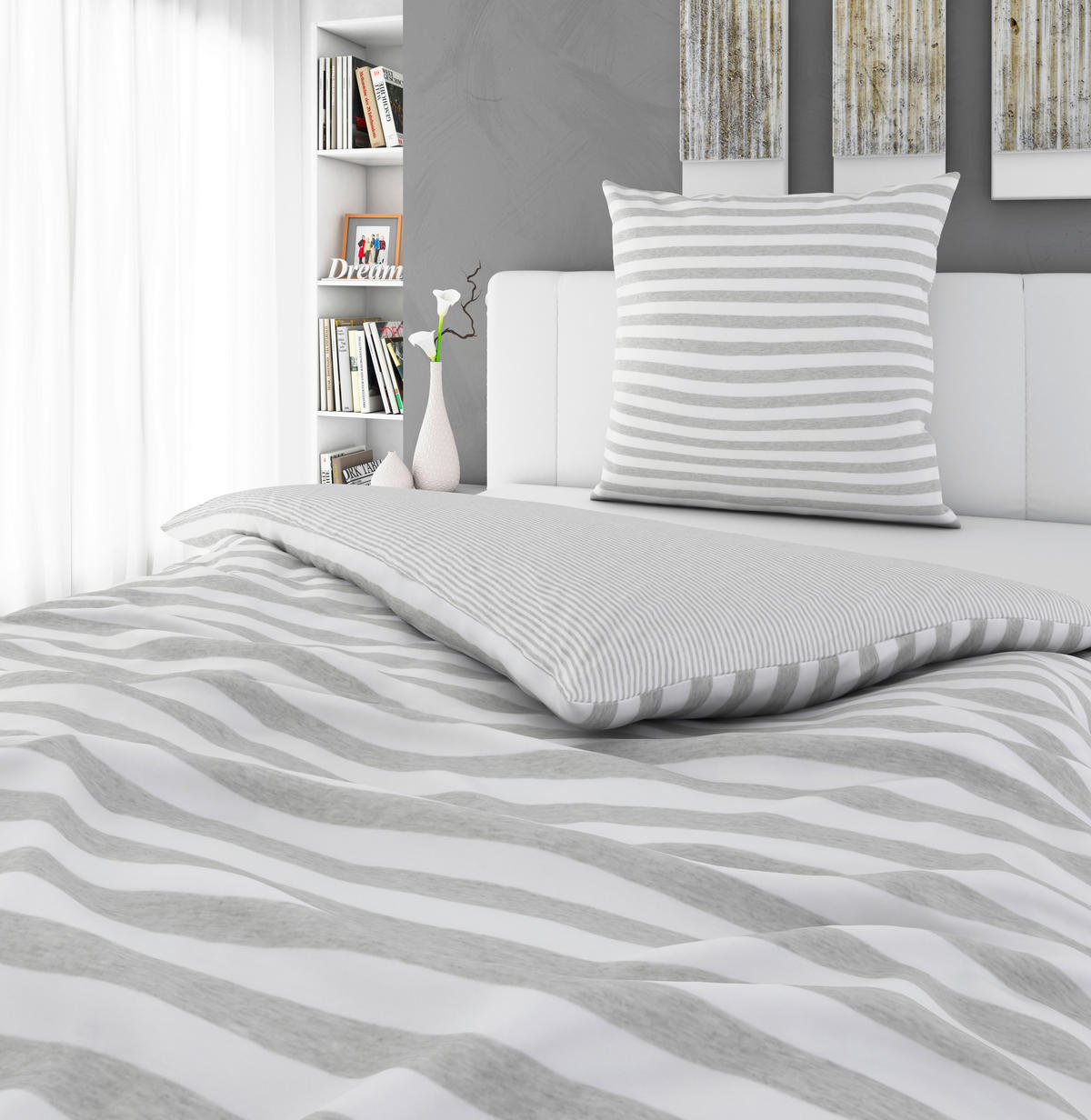 WENDEBETTWÄSCHE Jersey 135/200 cm  - Silberfarben, KONVENTIONELL, Textil (135/200cm) - Bio:Vio