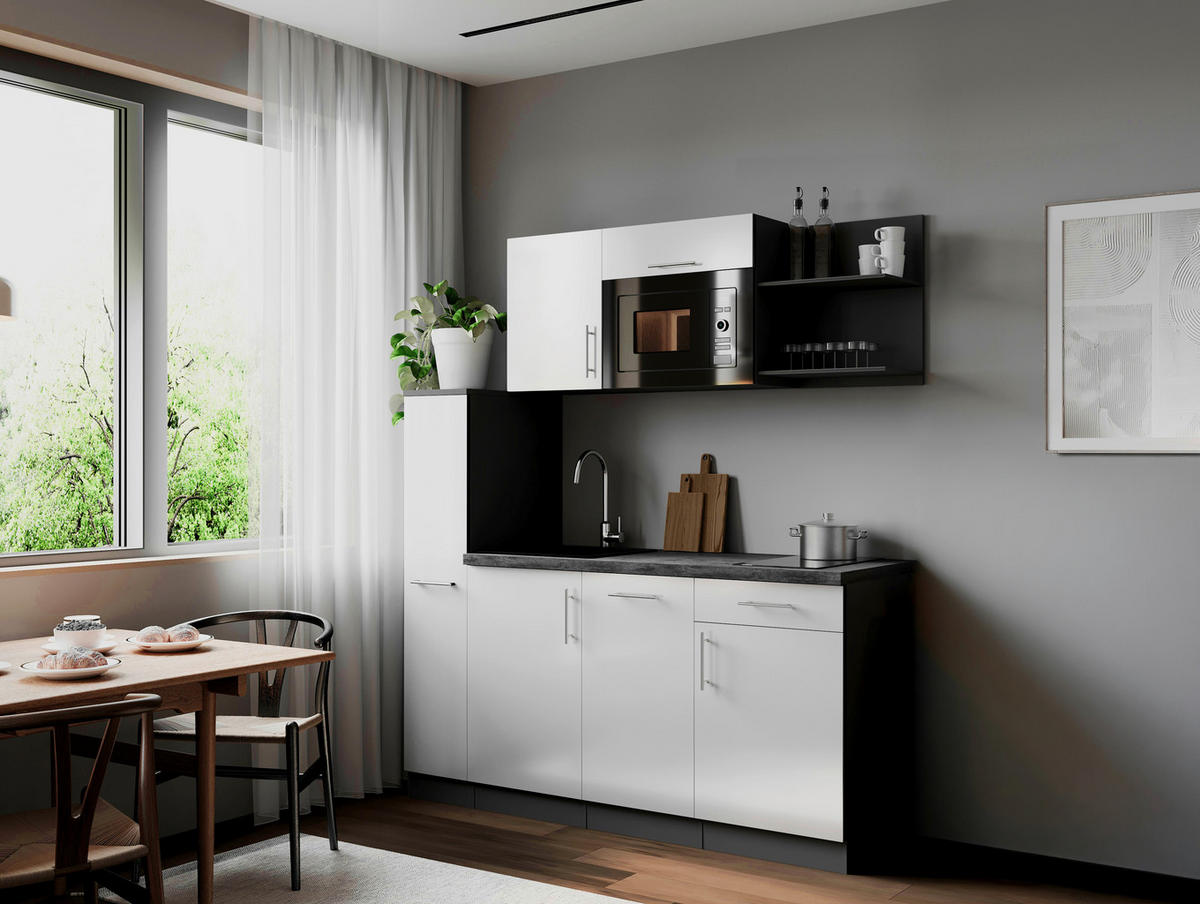 KUHINJSKI BLOK  bijela  - bijela/siva, Trend, drvni materijal/metal (175cm) - Respekta