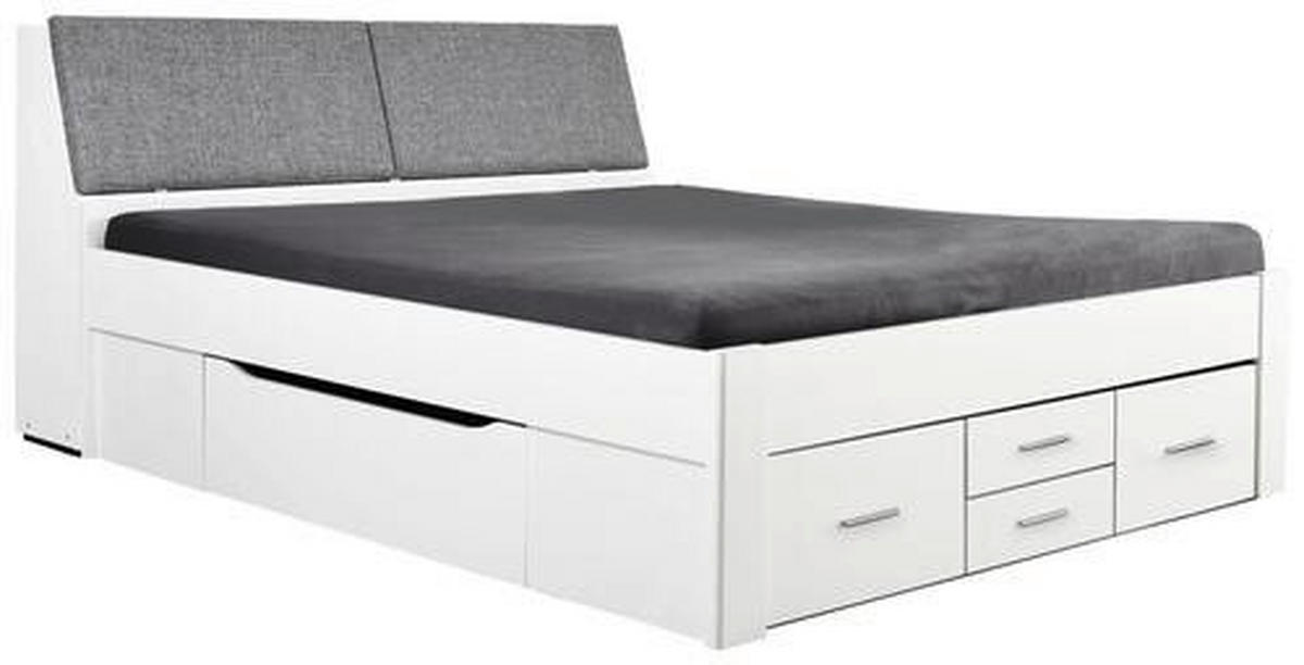 STAURAUMBETT 180/200 cm  in Weiss, Hellgrau   - Weiss/Hellgrau, Konventionell, Holzwerkstoff/Textil (180/200cm) - Ti'me