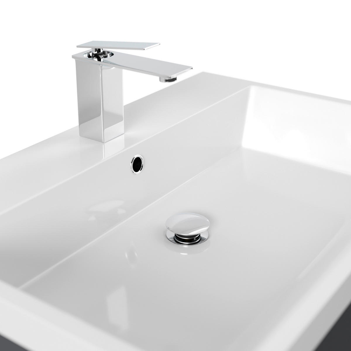 WASCHTISCHKOMBI 70 cm  - Graphitfarben/Weiß, Basics, Holzwerkstoff/Stein (70cm) - MID.YOU