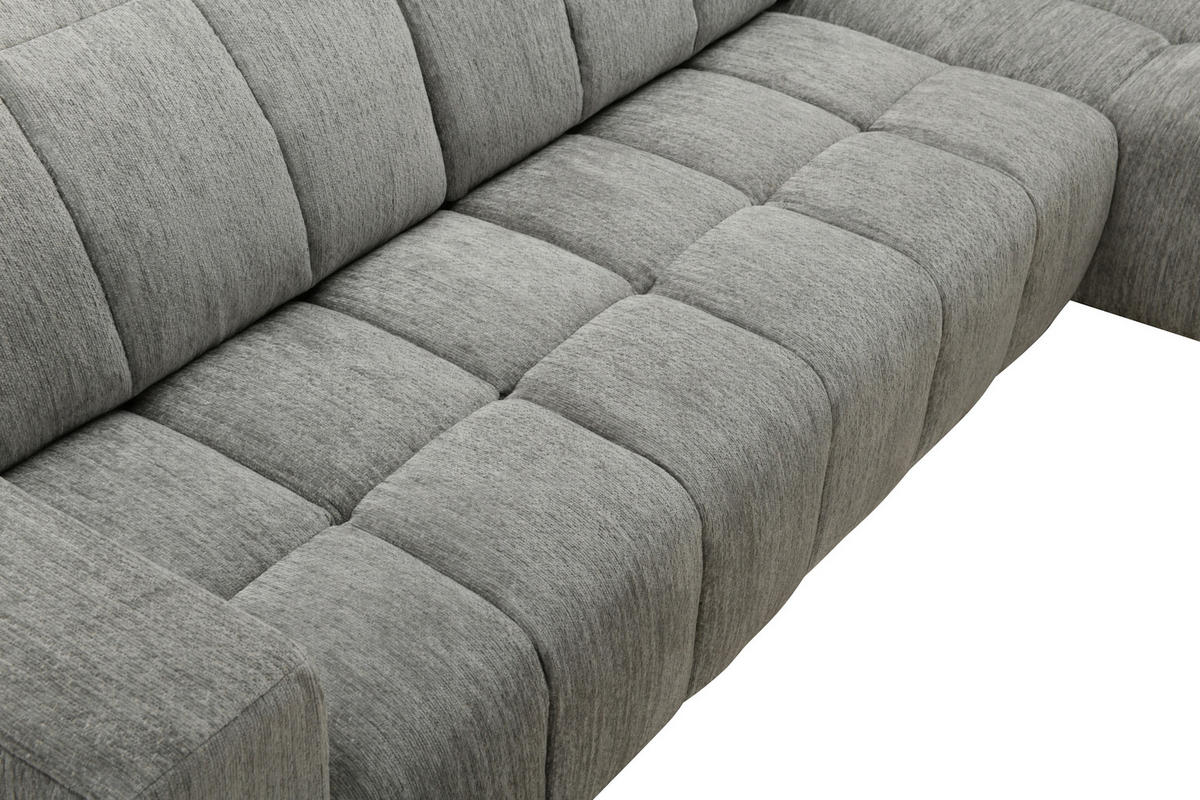 ECKSOFA inkl. Funktionen Dunkelgrau Chenille  - Dunkelgrau/Schwarz, Design, Textil/Metall (293/214cm) - Xora