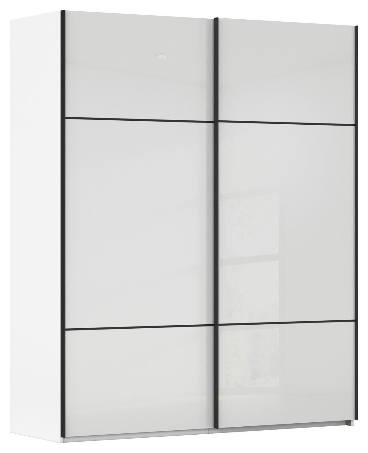 SCHWEBETÜRENSCHRANK in Weiss  - Weiss/Schwarz, Konventionell, Glas/Holzwerkstoff (201/223/67cm) - Novel