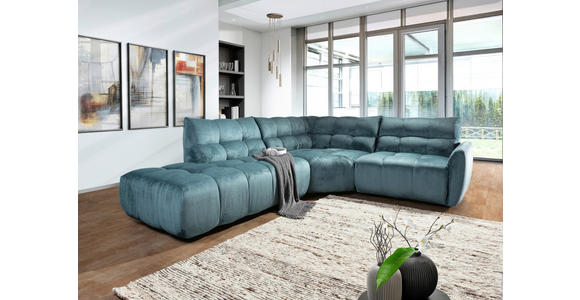 ECKSOFA Petrol Flachgewebe  - Petrol/Schwarz, MODERN, Kunststoff/Textil (275/235cm) - Landscape