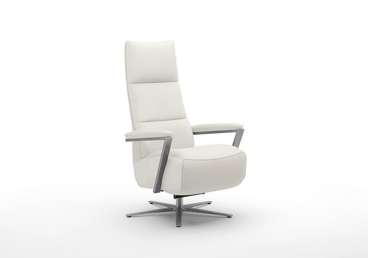 RELAXSESSEL TV VARIO COMFORT E S1 Echtleder Kopfteilverstellung, Rücken echt    - Silberfarben/Weiß, Basics, Leder/Metall (70/124/85cm) - Sit & More