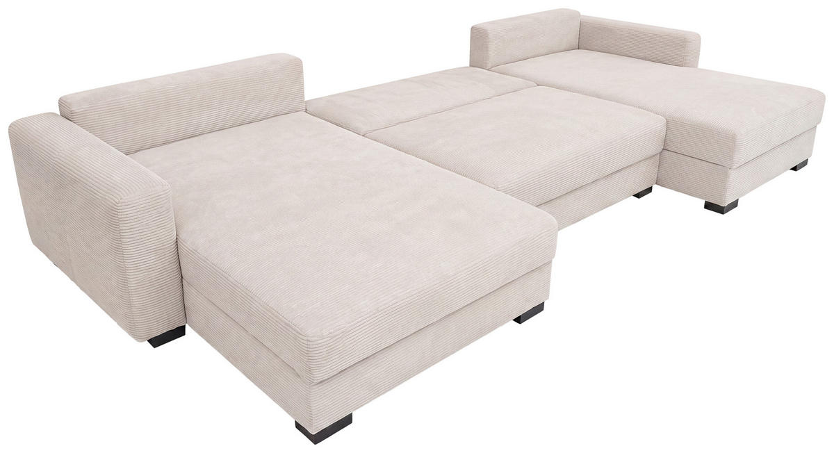 WOHNLANDSCHAFT CHARLES in Cord Creme  - Creme/Schwarz, Design, Holz/Textil (184/354/184cm) - Stylife