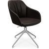 ARMLEHNSTUHL  Stoffauswahl, Typenauswahl, Sitzfläche 360° drehbar  Echtleder  - Dunkelbraun/Alufarben, Design, Leder/Metall (58/81,5-84,5/60cm) - Johann Jakob