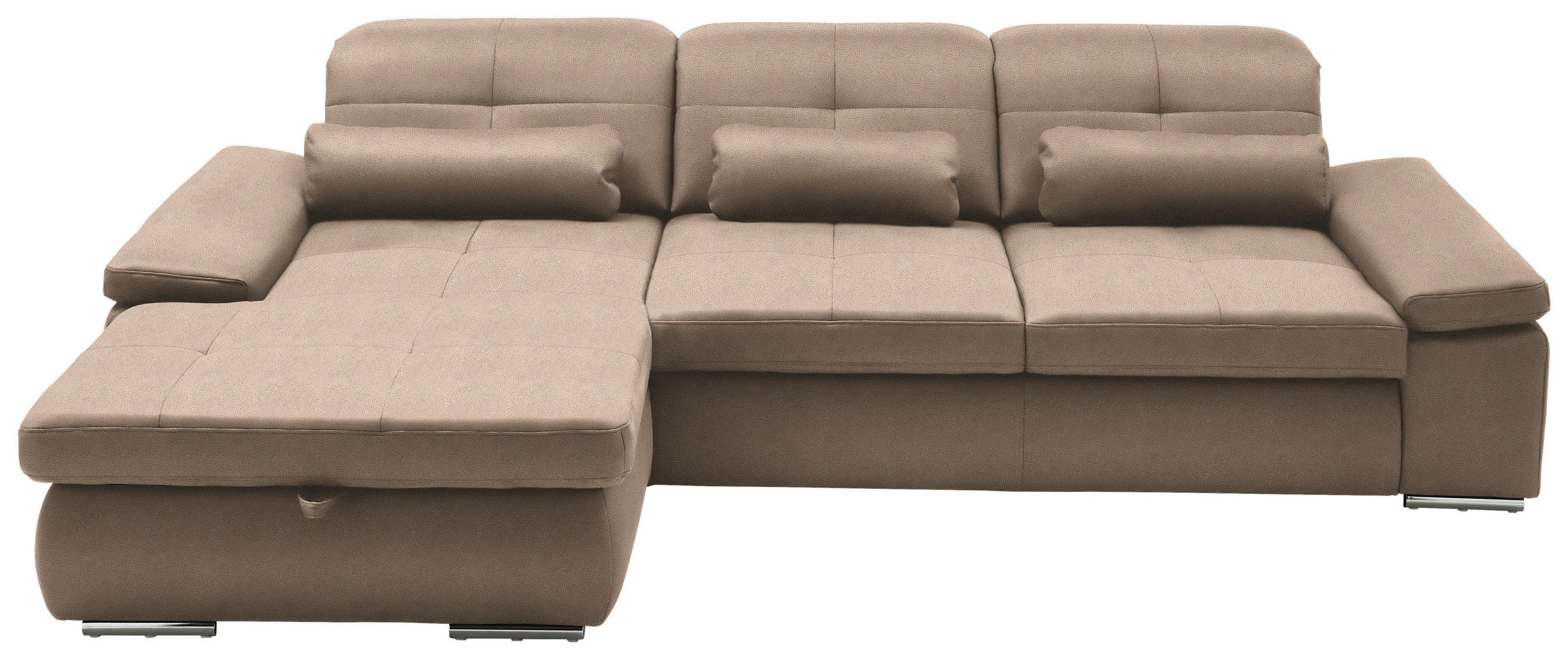 ECKSOFA  in Flachgewebe Beige  195/309 cm  - Chromfarben/Beige, Design, Textil (195/309cm) - Beldomo Style