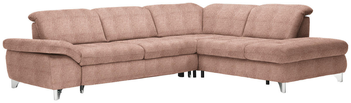 ECKSOFA in Webstoff Orange  - Chromfarben/Orange, Design, Textil/Metall (319/260cm) - Beldomo Style