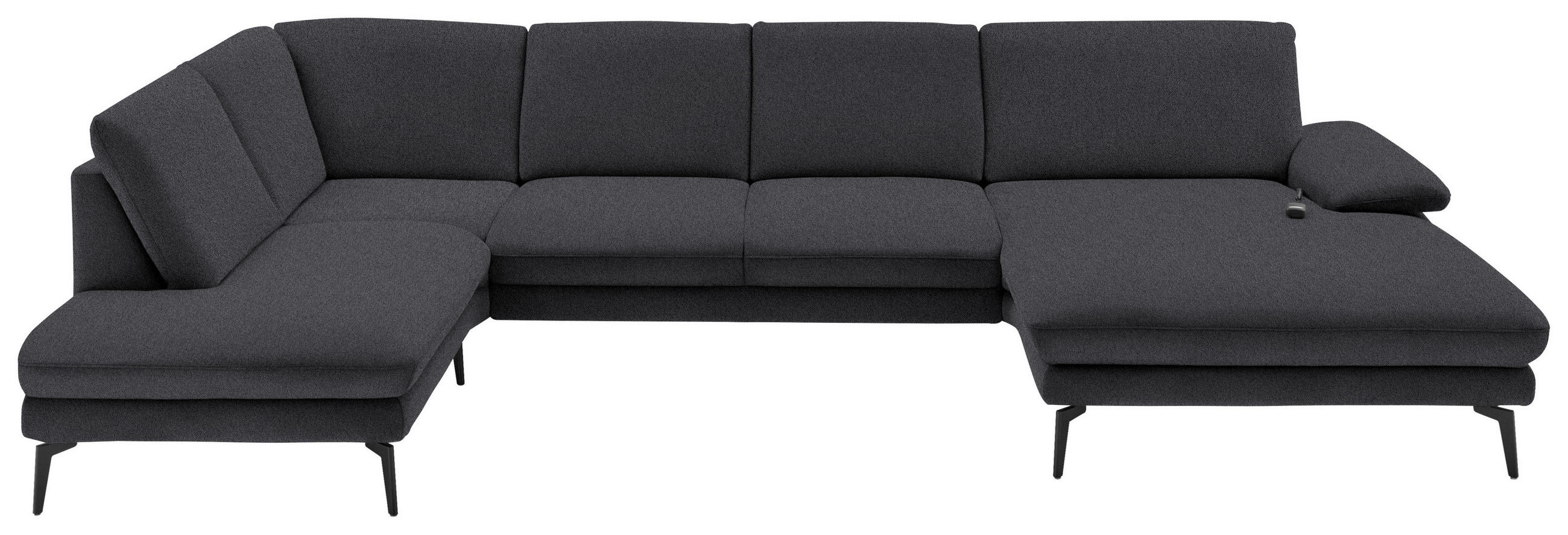 WOHNLANDSCHAFT in Webstoff Anthrazit  - Anthrazit/Schwarz, Design, Textil/Metall (208/344/180cm) - Dieter Knoll