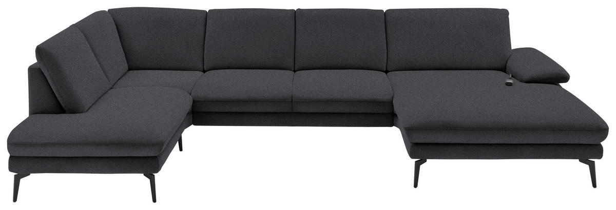 WOHNLANDSCHAFT in Webstoff Anthrazit  - Anthrazit/Schwarz, Design, Textil/Metall (208/344/180cm) - Dieter Knoll