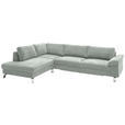 ECKSOFA in Velours Hellgrau  - Chromfarben/Hellgrau, Design, Textil/Metall (200/281cm) - Hom`in