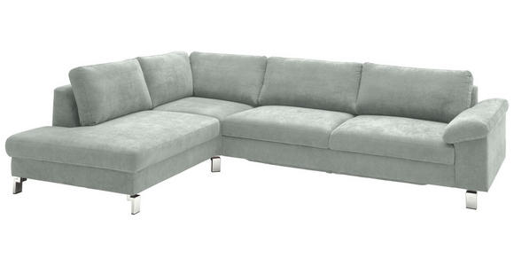 ECKSOFA in Velours Hellgrau  - Chromfarben/Hellgrau, Design, Textil/Metall (200/281cm) - Hom`in