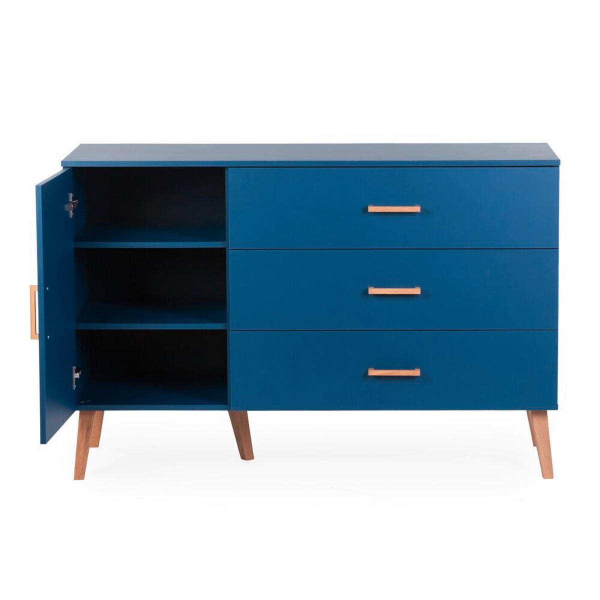WICKELKOMMODE Bold Blue 2023 Naturfarben, Dunkelblau  - Dunkelblau/Naturfarben, Design, Holz/Holzwerkstoff (137/77/98cm) - Childhome