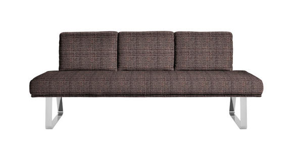 SITZBANK 224/92/78 cm  in Chromfarben, Dunkelbraun  - Chromfarben/Dunkelbraun, Design, Textil/Metall (224/92/78cm) - Dieter Knoll