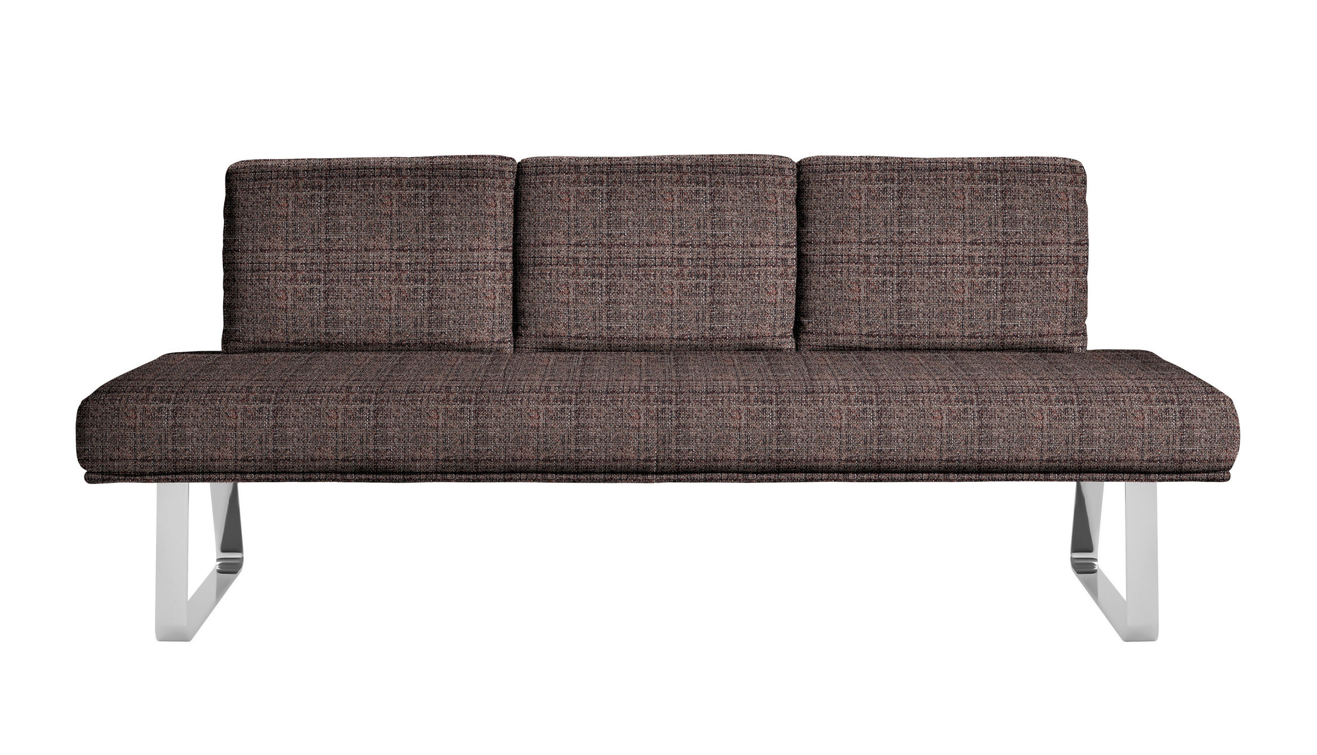 SITZBANK 224/92/78 cm  in Chromfarben, Dunkelbraun  - Chromfarben/Dunkelbraun, Design, Textil/Metall (224/92/78cm) - Dieter Knoll
