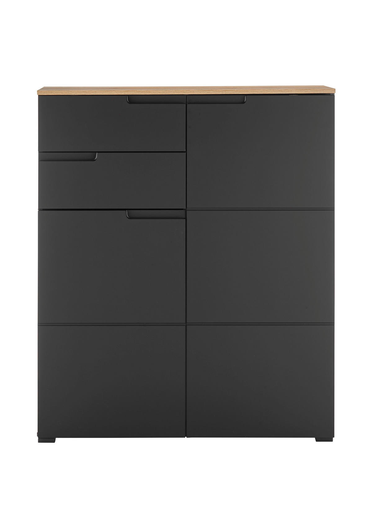 KOMODA, čierna, farba duba, 100/119/40 cm - čierna/farba duba, Design, kompozitné drevo/plast (100/119/40cm) - home24