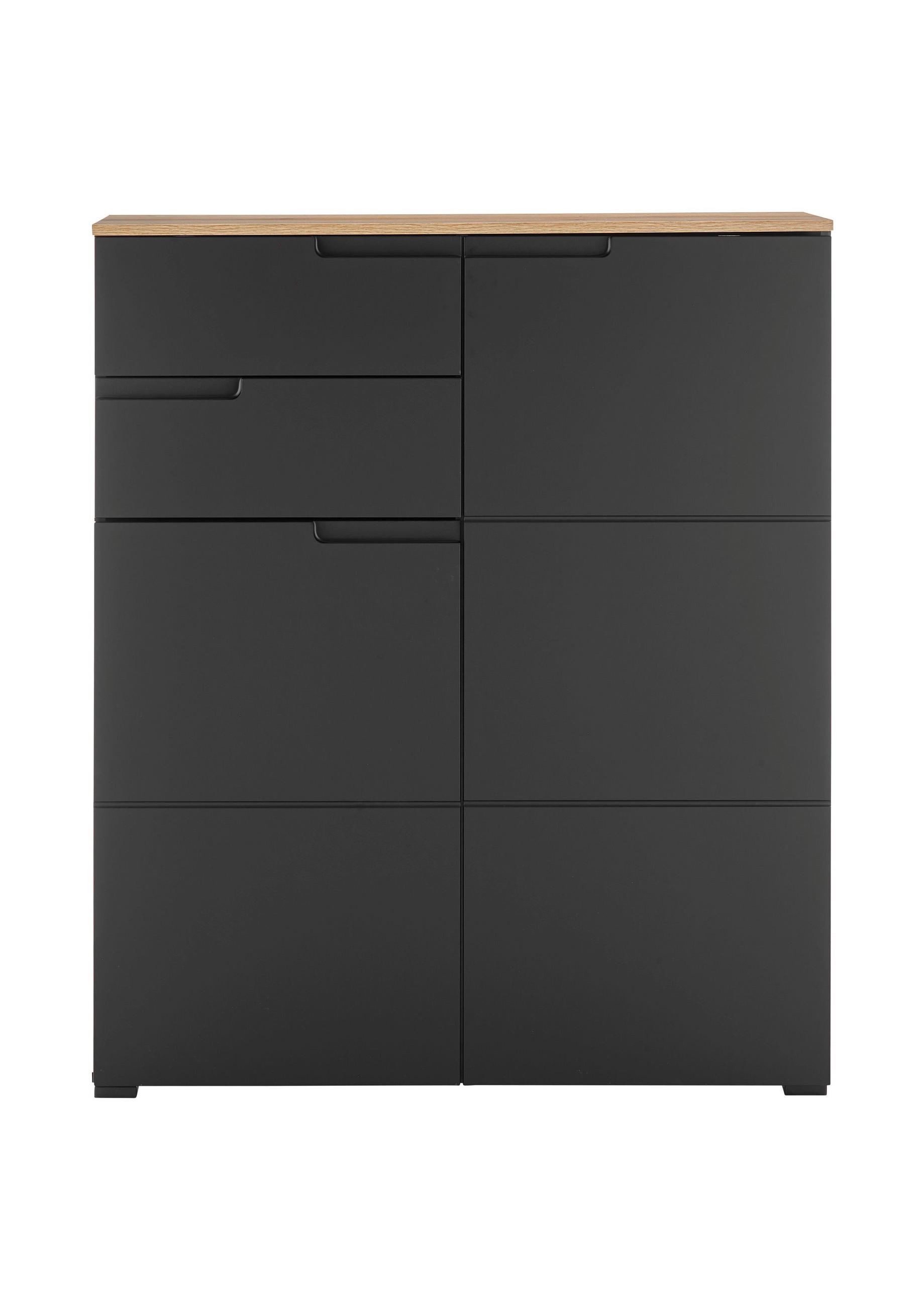 home24 KOMODA, čierna, farba duba, 100/119/40 cm
