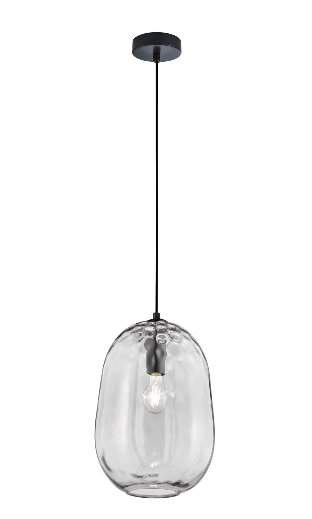 HÄNGELEUCHTE 26/140 cm   - Hellgrau/Schwarz, Design, Glas/Metall (26/140cm) - Fischer & Honsel