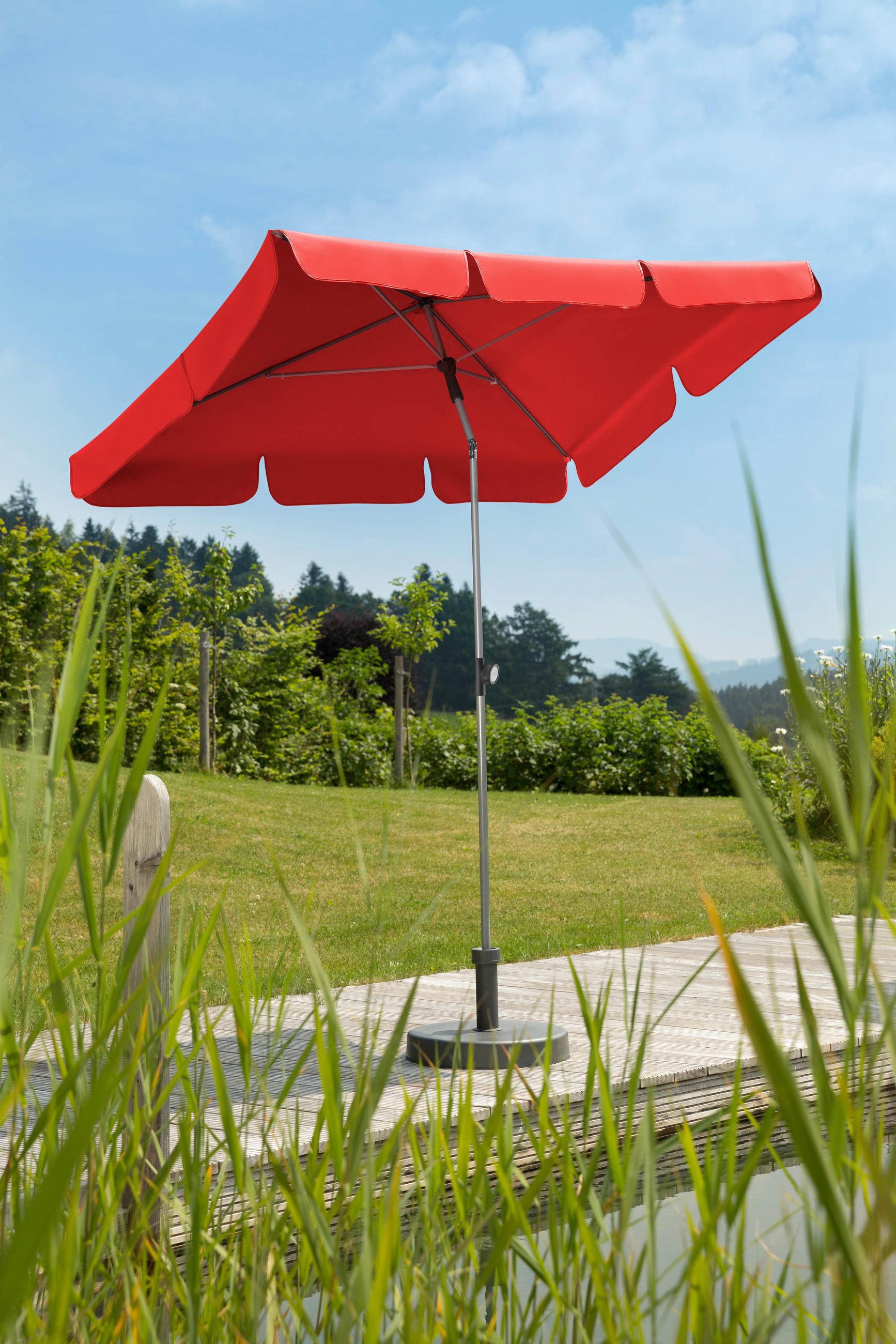 SONNENSCHIRM 180 cm Rot  - Silberfarben/Rot, Basics, Textil/Metall (120/240/180cm) - Schneider