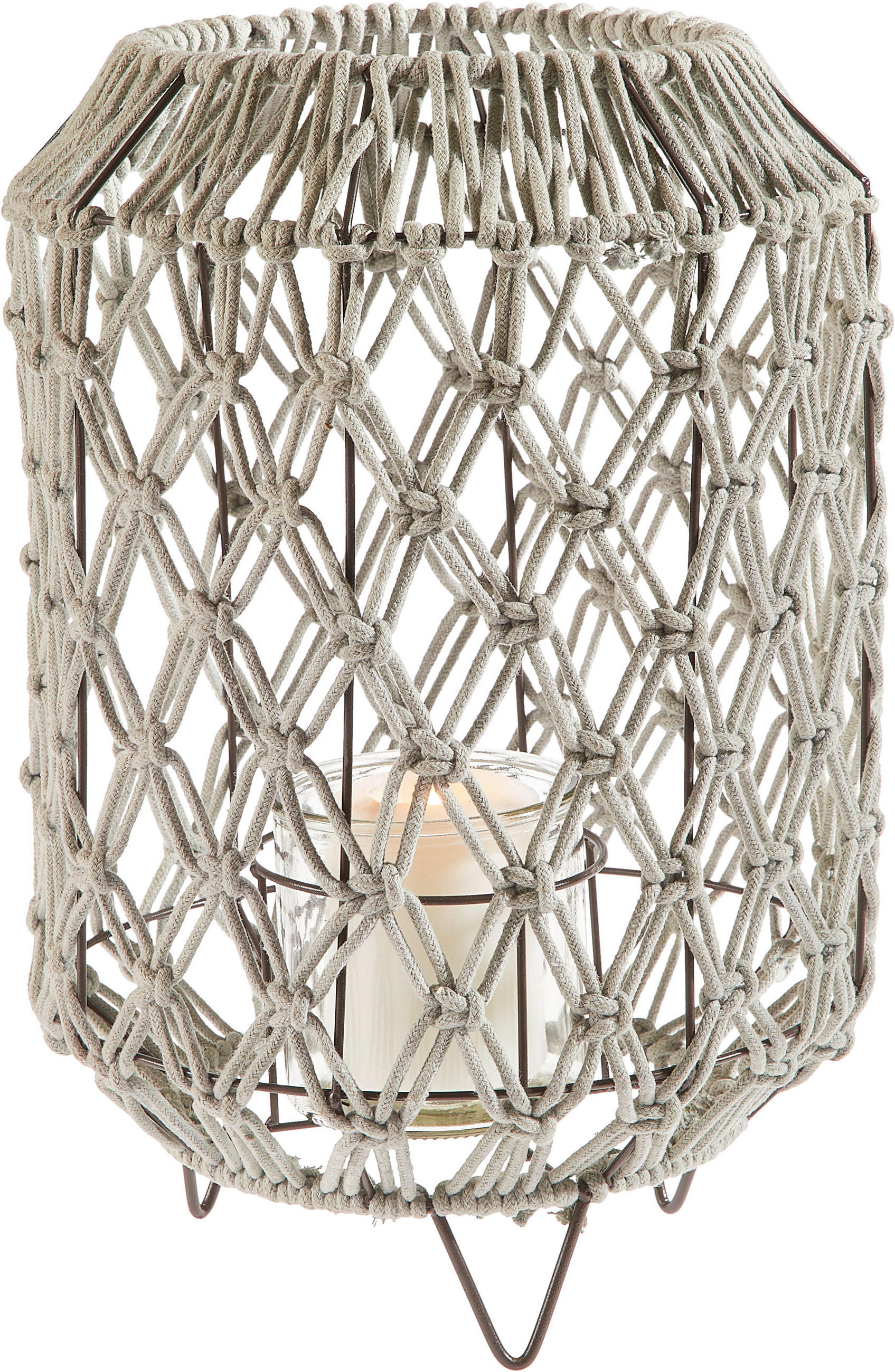 LATERNE  - Naturfarben/Hellblau, Trend, Glas/Naturmaterialien (39cm)