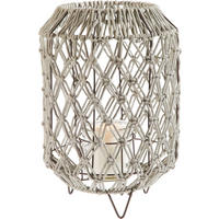 LATERNE  - Naturfarben/Hellblau, Trend, Glas/Naturmaterialien (39cm)