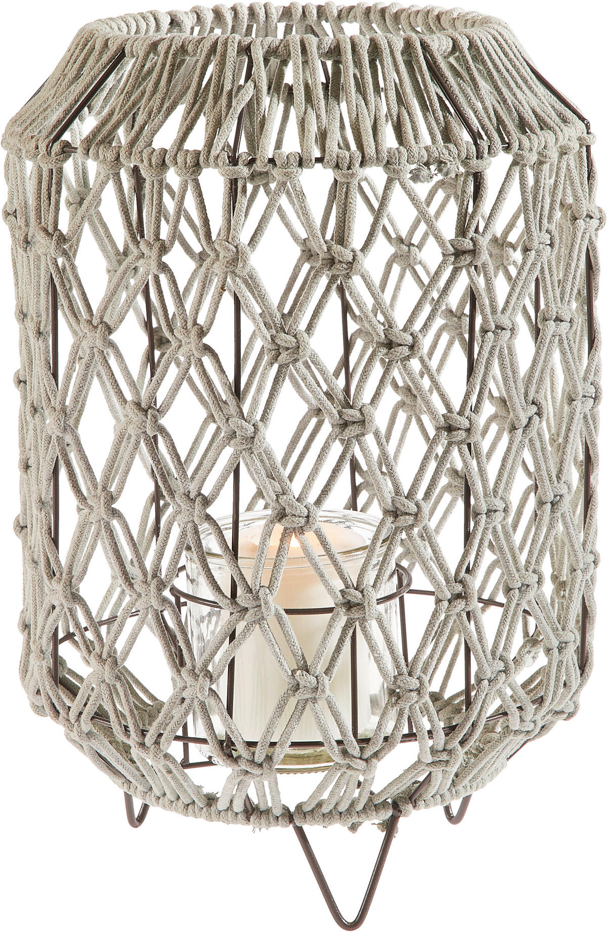 LATERNE  - Naturfarben/Hellblau, Trend, Glas/Naturmaterialien (39cm)
