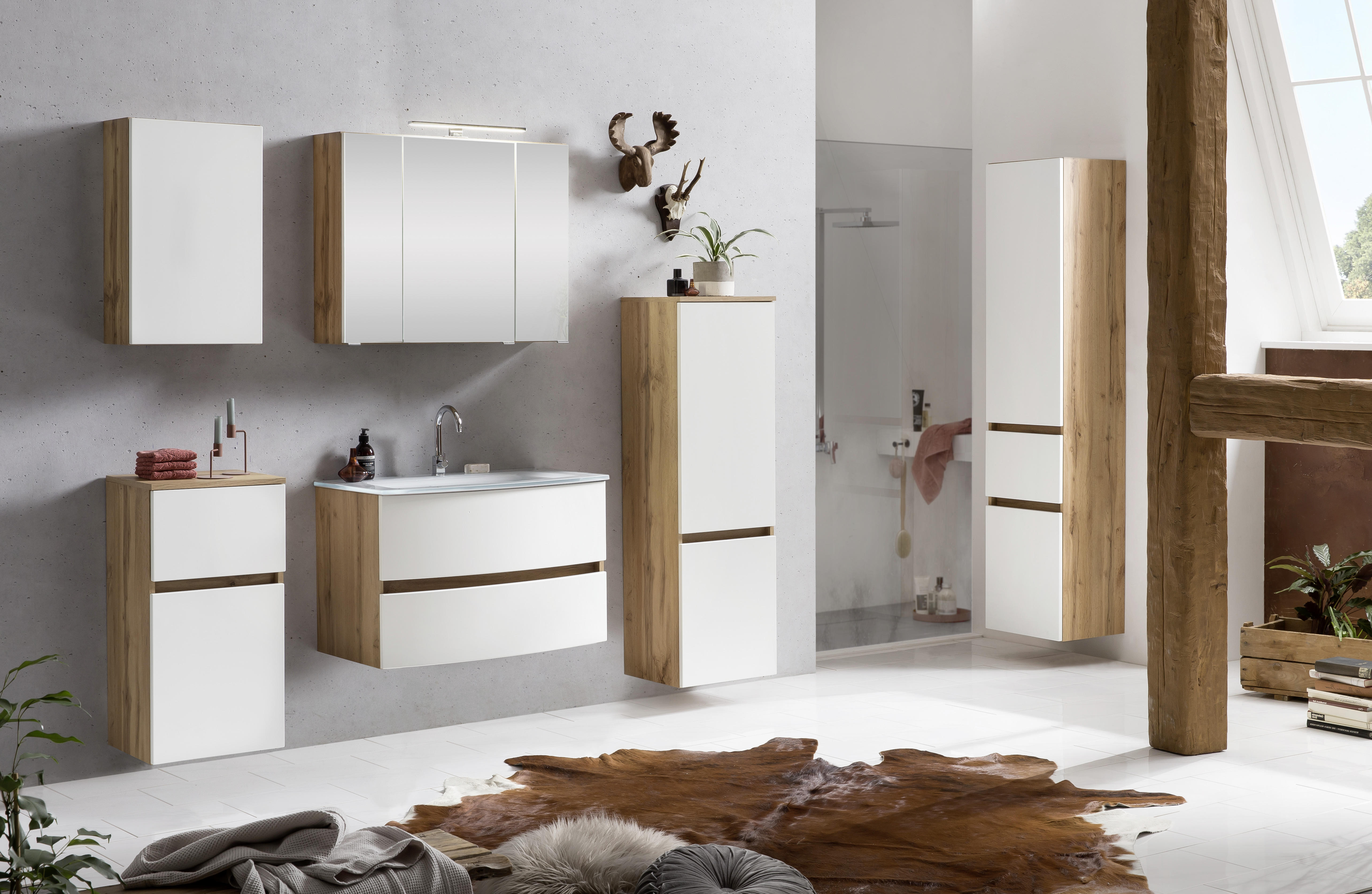 HOCHSCHRANK 40/180/35 cm  - Eichefarben/Silberfarben, KONVENTIONELL, Holzwerkstoff/Kunststoff (40/180/35cm) - Held