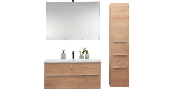 BADEZIMMER in 105 cm - Eichefarben/Weiß, KONVENTIONELL, Keramik/Holzwerkstoff (105cm) - Novel