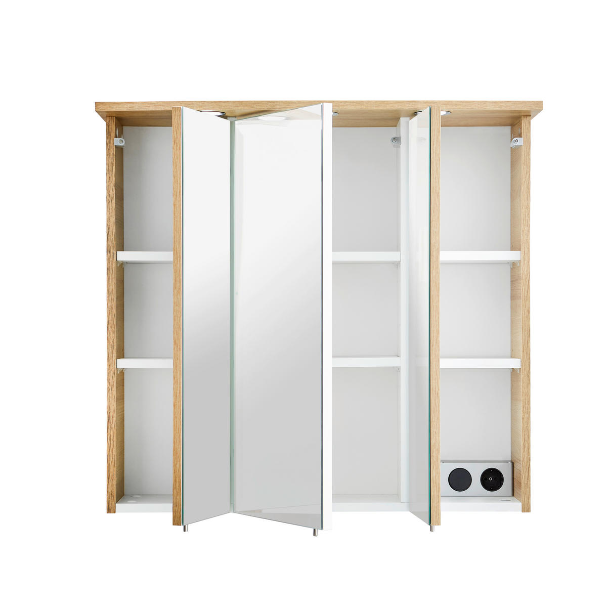 SPIEGELSCHRANK 75/72/20 cm  - Chromfarben/Eichefarben, KONVENTIONELL, Glas/Holzwerkstoff (75/72/20cm) - Xora