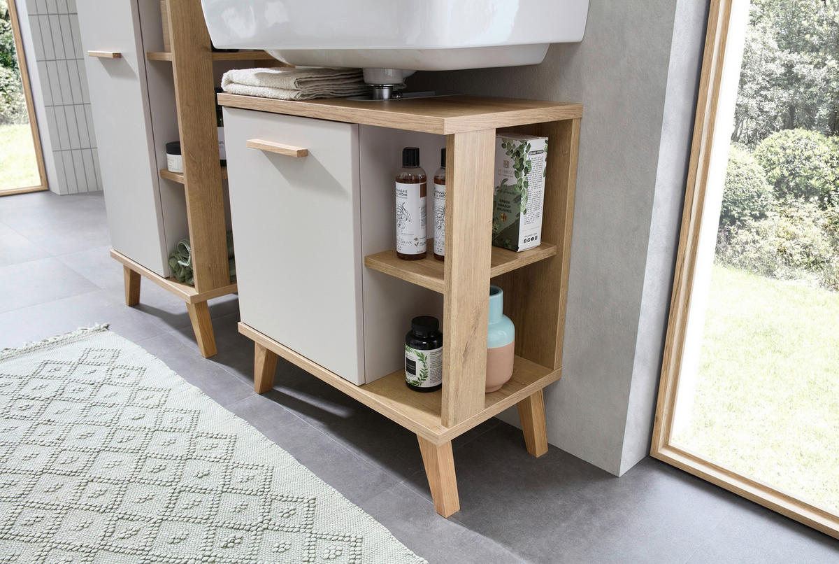 WASCHBECKENUNTERSCHRANK 60,5/65/33 cm  - Kaschmir/Eichefarben, Design, Holzwerkstoff (60,5/65/33cm) - Xora