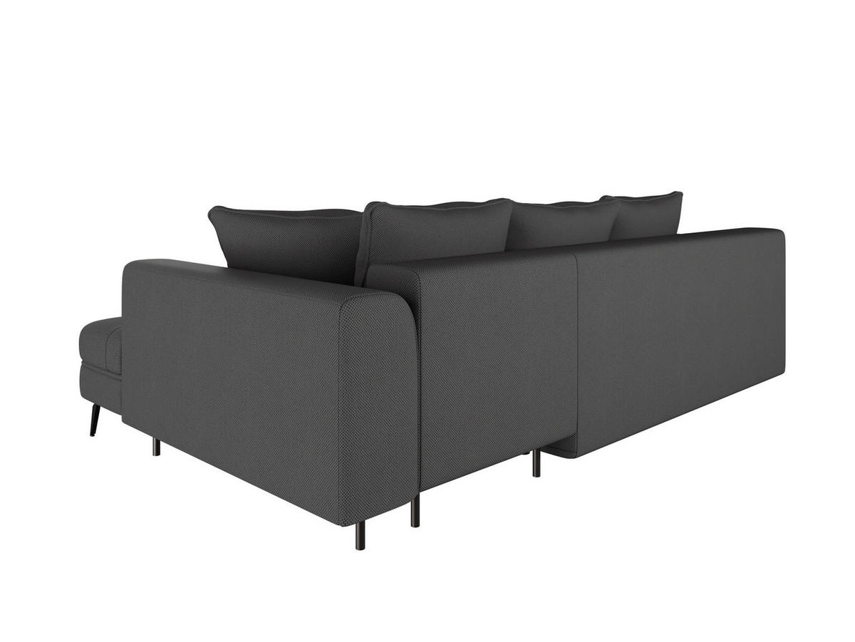 Ecksofa inkl. Funktionen in Webstoff Anthrazit  - Anthrazit/Schwarz, Modern, Textil/Metall (279/177cm)