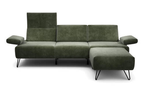 3-SITZER-SOFA in Samt Waldgrün  - Waldgrün/Schwarz, Design, Textil/Metall (234-264/85/86-94cm) - SENSOO