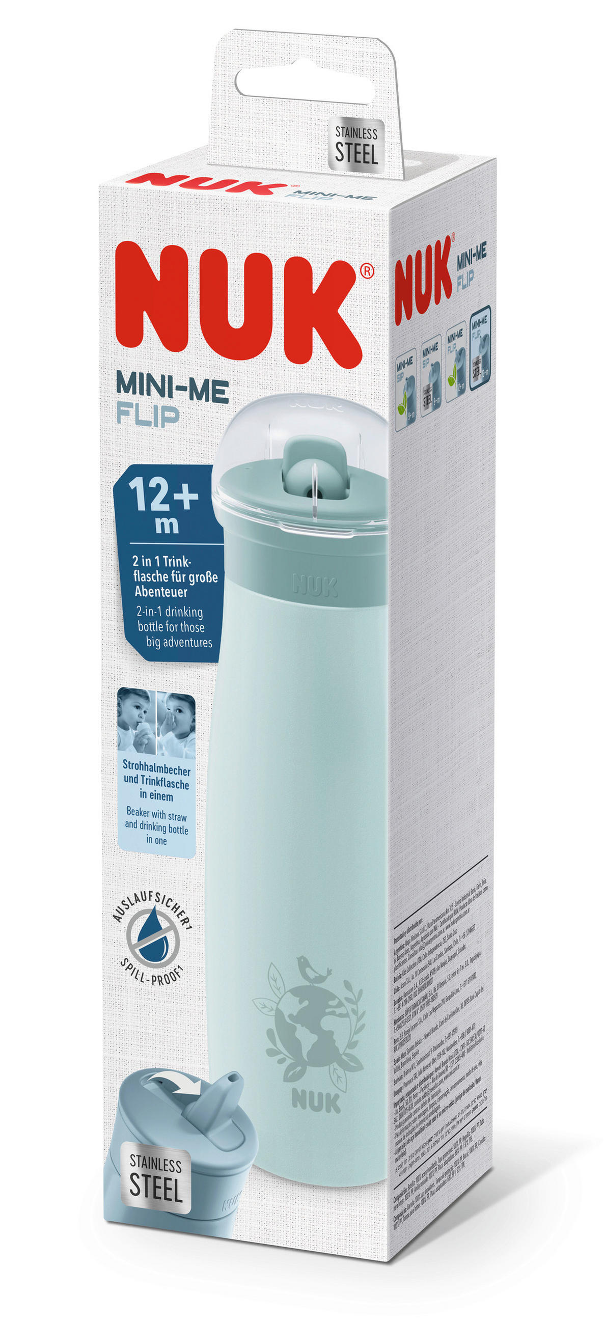 KINDERTRINKFLASCHE Mini-Me Flip  - Multicolor/Mintgrün, Basics, Kunststoff/Metall (7/7,2/26,4cm) - NUK