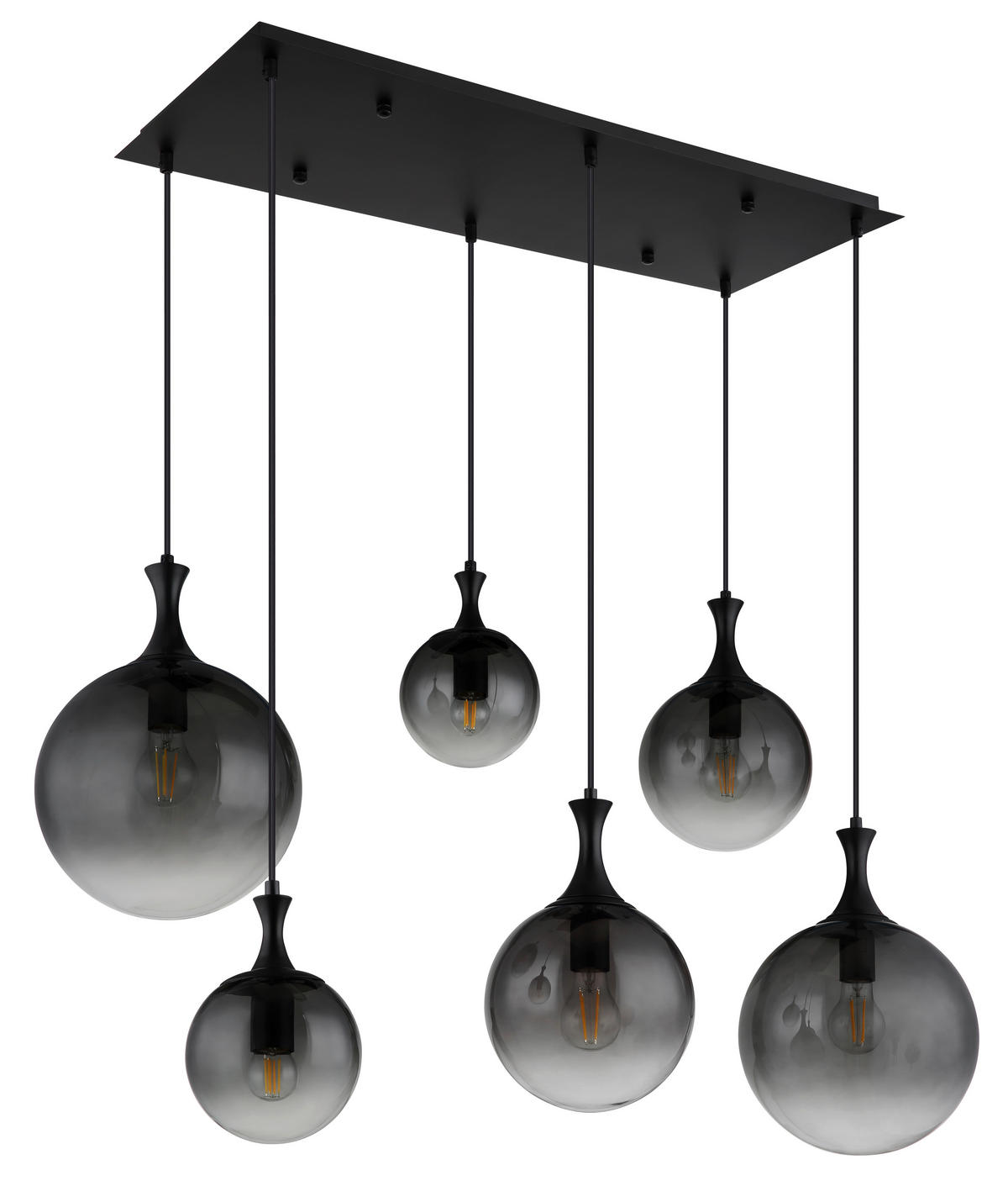 HÄNGELEUCHTE 97/48/141 cm    - Schwarz, Design, Glas/Kunststoff (97/48/141cm) - Globo