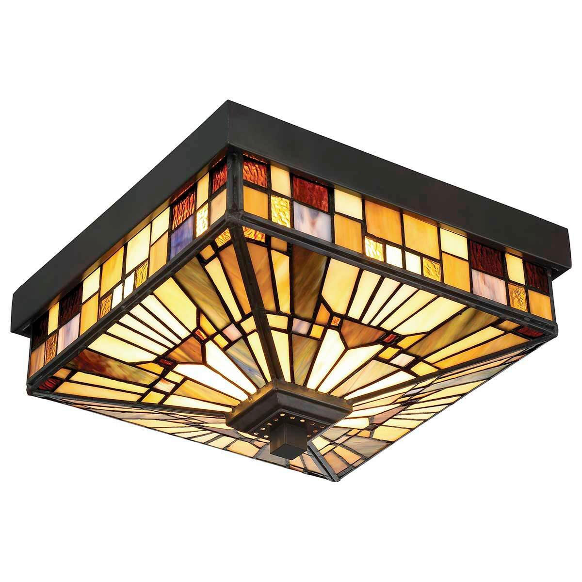 AUSSENDECKENLEUCHTE Inglenook Outdoor 26,1/15,4/26,1 cm  - Dunkelbraun/Multicolor, Konventionell, Glas/Metall (26,1/15,4/26,1cm) - Elstead Lighting